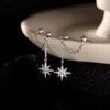 Ryggar örhängen 1st Punk Tassel Chain Crystal Star Clip Earring for Women Girl Fashion Ear Cuff Party Jewelry Gift Brincos E1068