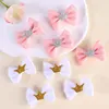 Accessori per capelli ncmama 1.5 pollici 8pcs mini corona arco con clip per bambina rosa bianco bowknote formela barili.