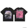 ファッション衣料メンズデザイナーTシャツHellstar Brain Helmet Classic Tee Trendy BR Frusted Washed短袖TシャツピュアコットンTシャツロックヒップホップトップ