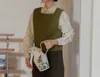 Kamizelki kobiet francuskie warstwowe dzianiny na wiosenne i jesienne trend odzieży wierzchniej Nowy luźny wewnętrzny sweter z rękawem Camisole