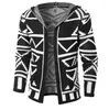 남자 스웨터 2024 니트웨어 가디건 기하학적 인쇄 후드 스웨터 가을 패션 캐주얼 스트리트웨어 남자 니트 긴 슬리브 재킷