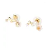 Boucles d'oreilles étalon 2023 Fleur de perle simulée Lumière mignonne de boucles d'oreille coréennes romantique