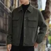 Men's Jackets Sleek Corduroy Workwear Casual Solid Color Cardigan Jacket With Turn-down Collar Pockets For Fall Winter Loose Jeans