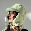 Berets koreańscy żołnierze Trapper Hats Kobiety Bomber Hat Skiling Cycling Ear Ochrona Ucha ciepły Ushanka Earflap Rosyjska czapka pilotażowa