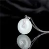 Tree Stone Halsband Sterling Sier Natural White Jade Round Shape Charm Pendant Jewelry