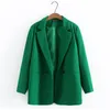 Ytterkläder kontor lady plus size blazers gröna svarta långa ärmar lös kostym kappa enstaka eleganta chic kvinnliga raka smala kausala outwear