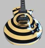 meilleur Zakk Wylde bullseye crème noir guitare électrique EMG 8185 micros or Truss Rod couverture blanc MOP bloc touche incrustation 369