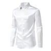 Men's Casual Shirts Button Front Shirt Smooth Silky Satin Formal Business With Long Sleeve Turn-down Collar Single-breasted For Club