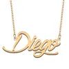 Naszyjniki wisidanta Diego Nazwa Naszyjka dla kobiet biżuteria ze stali nierdzewnej Złota Płytka tablica znamionowa Femme Mothers Girlfriend Prezent