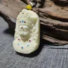 Incantesimi avorio naturale intagliatura a mano in avorio guanyin bodhisattva collana fai -da -te craziante auto appeso ornamenti artigianali oggetti da collezione artigiani