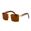 Buffalo Horn Verres Rimless Fashion Mens Designer Brands de soleil Lunettes de soleil blanc Blalck Rouge