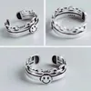 CHAOREN Двойное цепное кольцо Женское корейское персонализированное антикварное тайское серебряное улыбающееся лицо открытое кольцо головное убор
