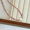 Подвесные ожерелья мода красочные натуральные камни из жемчужного хрустального ожерелья из бисера колье для женщин из нержавеющей стали богемные украшения