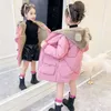 Daunenmantel Herbst Winter Girls Jacke Bärenohren plus Samt halten Sie warme kleine Prinzessin Kapuze Zipper Mode Oberbekleidung Kinderkleidung Kleidung