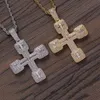 Hip Hop Iced Out Zircon Cross Necklace Pendant Gold Silver Plated Bling Bling Punk Jewelry Gift223O