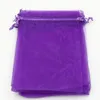 100st Purple With DrawString Organza Jewelry Bags 7x9cm etc Wedding Party Christmas Favor Gift Bags287w