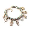 Mode Ocean Series Bracelet Anchor Roer zeesterland Shell Seahorse Octopus Pearl Charms Sea Element Bohemia Style Bracelet284s