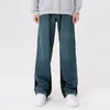 Męskie spodnie dżinsowe Spring 2023 Casualne spodnie luźne szerokie nogę prosta koreańska moda w stylu kieszonkowym ubranie Hip Hop