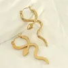 Hoop kolczyki moda 18k złota platowana ze stali nierdzewnej węża kolczyka dla kobiet dziewcząt imprezowy prezent biżuterii e2187