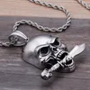 Gothic Rocker Pendant Necklace For Men Women Antique Stainless Steel Mens Biker Jewelry Cool Men's Ghost Pendants New1207K