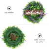 Decorative Flowers Artificial Lavender Wreath Wooden Welcome Sign Rustic Green Leaves Garland Front Door Hanging Pendant For Farmhouse