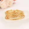 8 Acht pc's Bracelet Hele kunnen mode openen Dubai Fine Bangle vaste gele gouden sieraden Vrouwen Afrika Arabische items Assemble261s