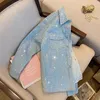 Koreaanse glanzende pailletten Jean Jacket Dames Denim Jackets Vrouwelijke vintage losse gerafelde jas Girls Casual Outswear Lady 231222