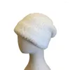 Basker mysiga snygga damer hatt trendiga kvinnors vinterhattar mjuka plysch stickade staplade hög elastisk fast färg för höstkvinnor