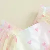 Vestidos de menina meninas roupas de menina crianças doces estampa de coração tule aniversário vestido princesa vestido de manga comprida crianças elegantes fantasia vestidos