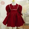 Vestidos de menina nascida bebê princesa natal vermelho puff buff de manga comprida infantil infantil bow brow vintage inverno noite vestido 12m-14y