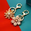 Christmas Snowflake Car Keychain Fashion Women Bag Pendant Locket Remembrance Gifts Christmas Snowflake Rhinestone Keyring Gifts