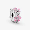 Nouvelle arrivée 100% 925 STERLING Silver Pink Daisy Flower Clip Fit Fit Original European Charm Bracelet Fashion Bijoux Accessoires 259C