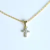 Högkvalitativ guldfylld 925 Sterling Silver Pave Tiny Cute Cross Pendant Chocker Halsband Designer Halsband för kvinnor2435