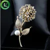 Jewelry Designer Brooches Crystal Luxury Brooches Men Women Fashion Wedding Accessories Bead Dandelion Brooch Pins Elegant Bridal 270Z