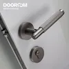 Dooroom Brass Stripe Door Lock Set Modern Grey Interior Bedroom Bathroom Double Wood Lever Dummy Handle Knob Linear 231222