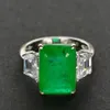 925 Sterling silver Big Green Emerald Zircon Wedding rings for women Top brand Girls Ladies Engagement party jewelry Whole274v