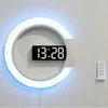 Relógios de parede 7 Color Electronic Display Relógio LED Espelho Hollo
