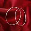 Hoop Earrings High Quality Fine 925 Sterling Silver Fashion 5cm-6cm Big Circle Round For Women Wedding Birthday Gift Jewelry