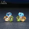 LAMOON 925 Sterling Silver Earrings For Women Gemstone Earring Citrine Peridot Topaz 18K Rose Gold Fine Jewelry S925 LMEI037 CJ1912177