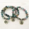 SN1110 Yeni Tasarım Erkekler Bilezik Hindistan Agate Ohm Lotus Buddha Charm Bilezik Mala Yoga Takı HIM için Bütün Hediye283s