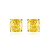 HBP 925 Silverpläterad 18K Platinum Yellow Diamond Earrings 1 karat fyrkantiga örhängen aura750 för kvinnor259k