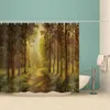 사진 3D 샤워 커튼 방수 욕실 커튼 선샤인 숲 커튼 3D 프린팅 현대 패션 홈 장식