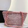 10A Mirror Quality Designer Portable Vegetable Basket Straw Bag Luxury Chain Bag Shoulder Bag 36cm Handwoven Eco-friendly Bag Wallet with Box