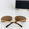 New fashion design wraparound sunglasses 71660 metal frame rimless oval lens simple and popular style outdoor UV400 protection eyewear