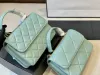 2024 Tassen Flap Trendy Women Handtas Crossbody Quilted Purse Purse Echt lederen Tophandgreep Goud Metallic Designer Woman Fashion Bag