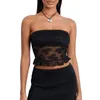 Damestanks dames s y2k tube top strapless bloemen kanten bandeau tops sexy pure mesh vest streetwear