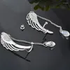 Boucles d'oreilles Backs Fashion Femme Angel Wing Stylist Crystal Drop Slear Ear Stud Accessoires Jewerly For Women Creative Cadeaux