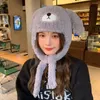 Berets Fluffy Cartoon Plush Hat Cute Long Ears Thickened Winter Beanie All-match Ear Protection Warm