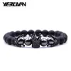 Bedelarmbanden trendy rosé goud zwarte armband lava stenen plave cz imperiale kroon en helm voor mannen of vrouwen pulseira hombres283y