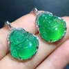 SGARIT Gemstone Wholesale Natural Stone Green Chalcedony Jade Buddha Pendant Necklace Sterling Sier Jewelry For Women